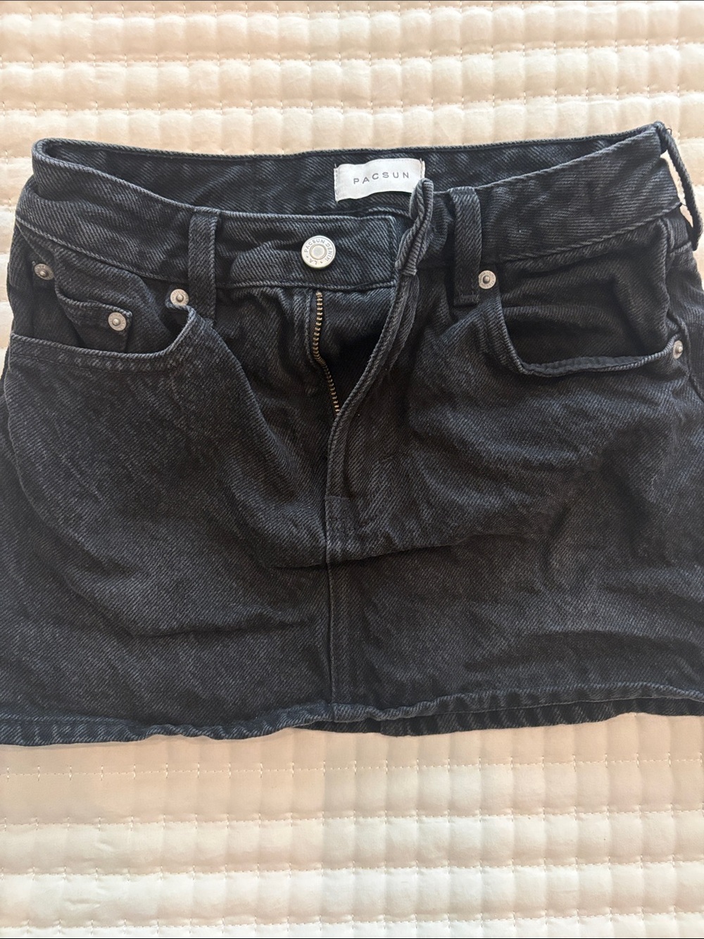 PacSun Black Denim Mini Skirt with Front Zip Size 23 (xs)